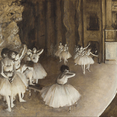 reproductie Ballet rehearsal on stage van Edgar Degas